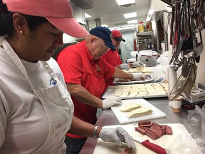 Sarge preparing breakfast for first responders in Galveston County
